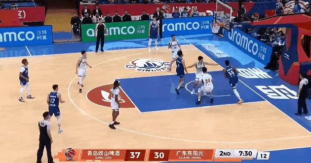 米奇连续攻框得手已经砍下23分，青岛领先广东至10分